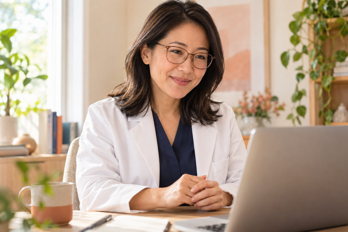Patient on a Virgo-Meds telehealth visit from home
