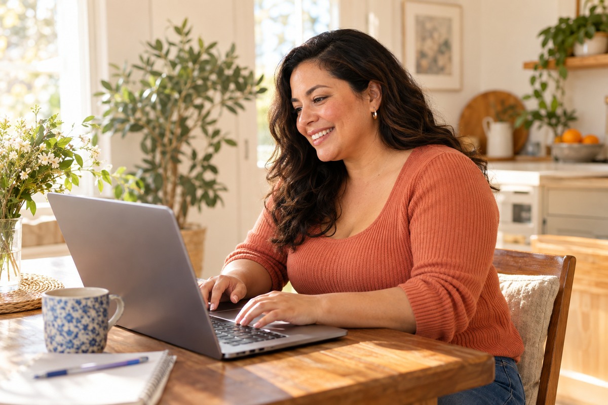 Telehealth visit from the kitchen table — Virgo-Meds online care