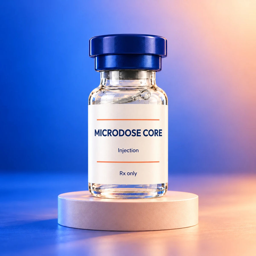 Virgo-Meds Microdose Core compounded GLP-1 weekly injection vial, Rx only